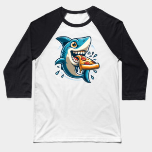 Funny Shark with Pizza, Pizza Lover Baseball T-Shirt