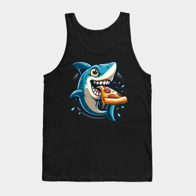 Funny Shark with Pizza, Pizza Lover Tank Top by logiamerch