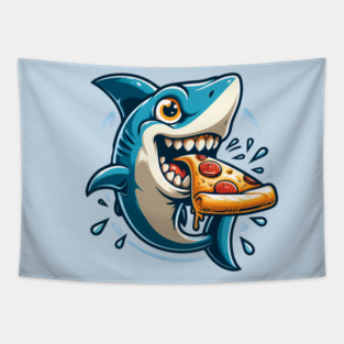Funny Shark with Pizza, Pizza Lover Tapestry