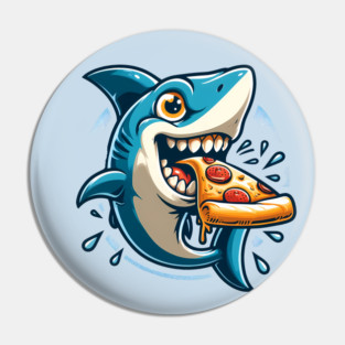 Funny Shark with Pizza, Pizza Lover Pin