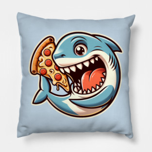 Funny Shark with Pizza, Pizza Lover Pillow