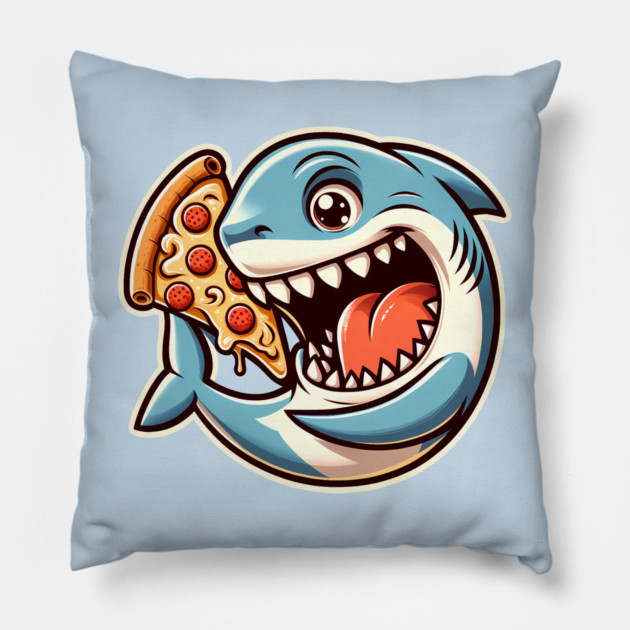 Funny Shark with Pizza, Pizza Lover Pillow by logiamerch