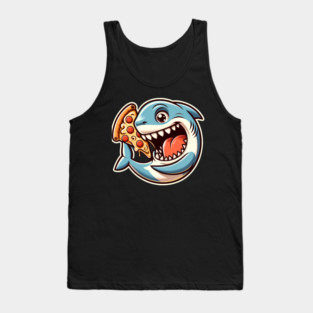 Funny Shark with Pizza, Pizza Lover Tank Top