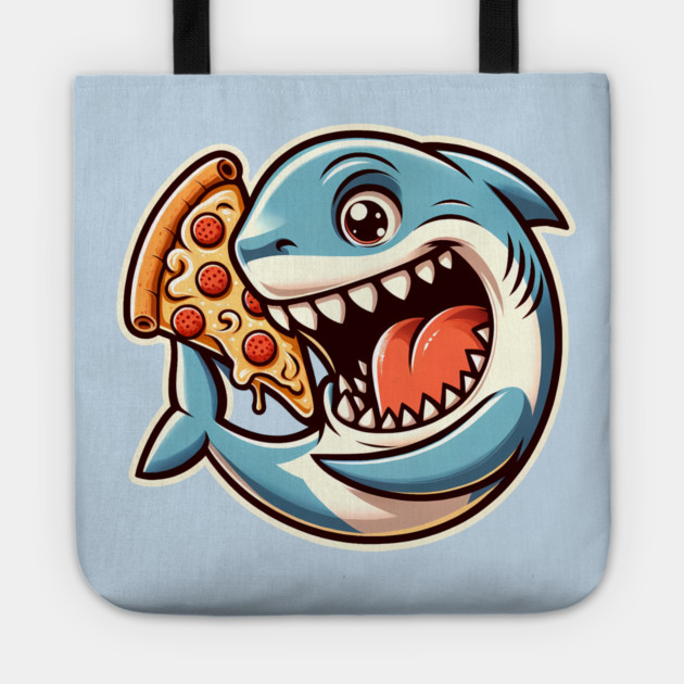 Funny Shark with Pizza, Pizza Lover Tote by logiamerch