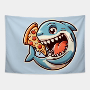 Funny Shark with Pizza, Pizza Lover Tapestry