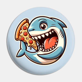 Funny Shark with Pizza, Pizza Lover Pin