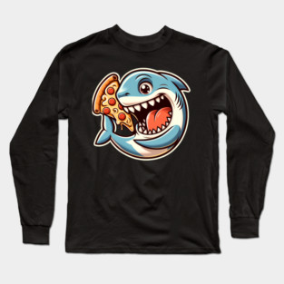 Funny Shark with Pizza, Pizza Lover Long Sleeve T-Shirt