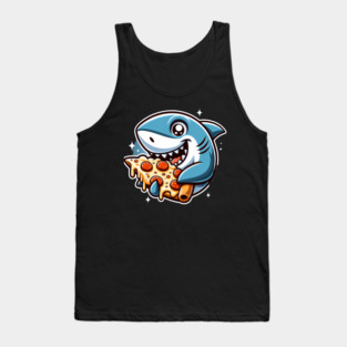 Funny Shark with Pizza, Pizza Lover Tank Top