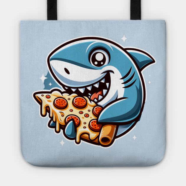 Funny Shark with Pizza, Pizza Lover Tote by logiamerch