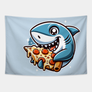 Funny Shark with Pizza, Pizza Lover Tapestry