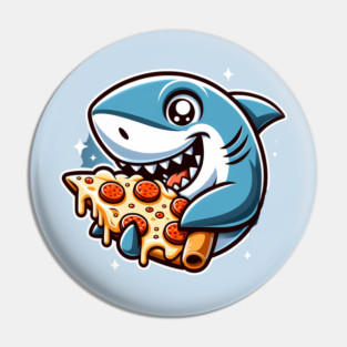 Funny Shark with Pizza, Pizza Lover Pin