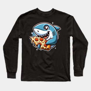 Funny Shark with Pizza, Pizza Lover Long Sleeve T-Shirt