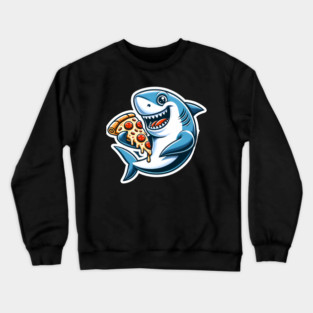 Funny Shark with Pizza, Pizza Lover Crewneck Sweatshirt