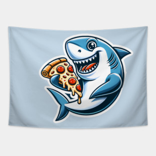 Funny Shark with Pizza, Pizza Lover Tapestry