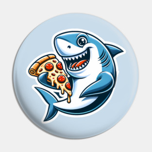 Funny Shark with Pizza, Pizza Lover Pin