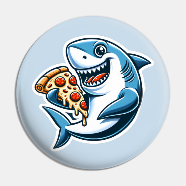 Funny Shark with Pizza, Pizza Lover Pin by logiamerch