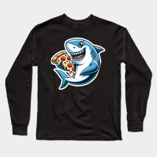 Funny Shark with Pizza, Pizza Lover Long Sleeve T-Shirt