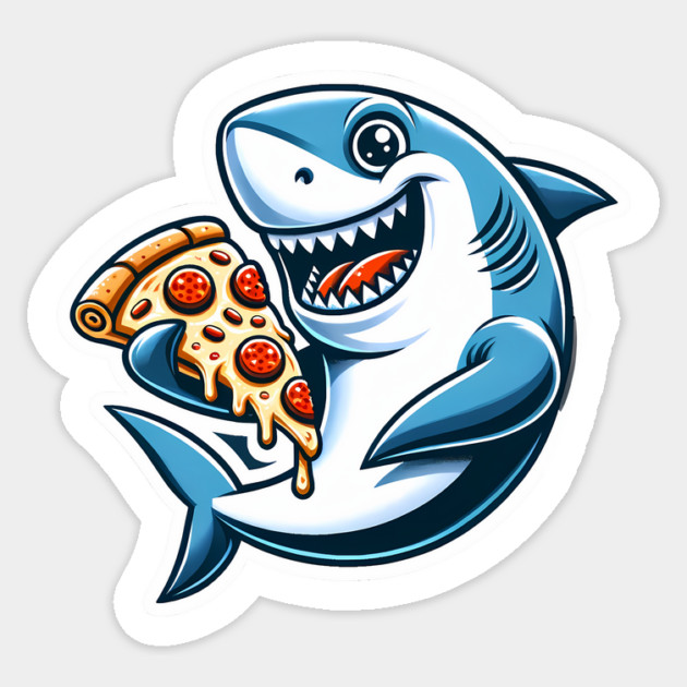 Funny Shark with Pizza, Pizza Lover Sticker by logiamerch