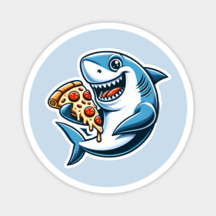 Funny Shark with Pizza, Pizza Lover Magnet