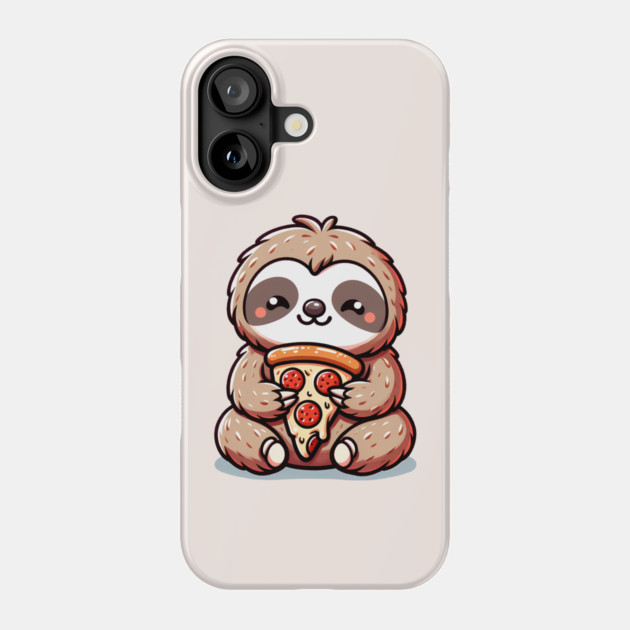 Cute Sloth with a Slice of Pizza Phone Case by logiamerch