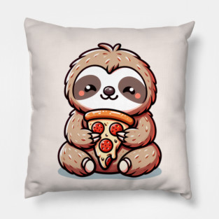 Cute Sloth with a Slice of Pizza Pillow