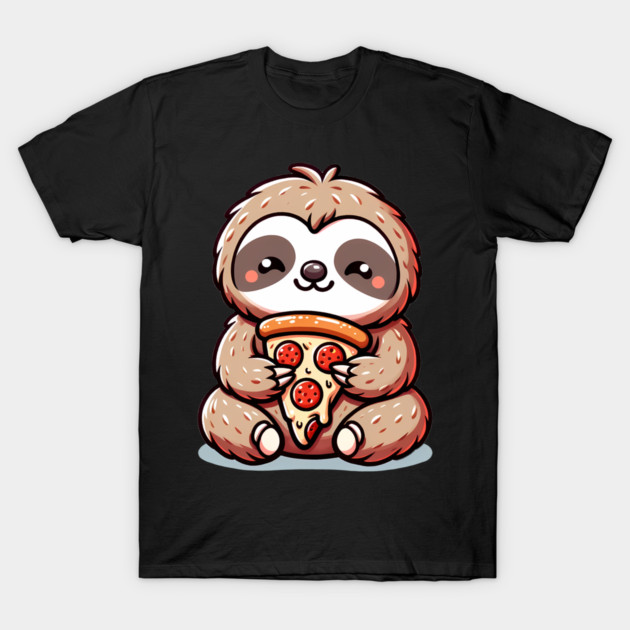Cute Sloth with a Slice of Pizza T-Shirt by logiamerch