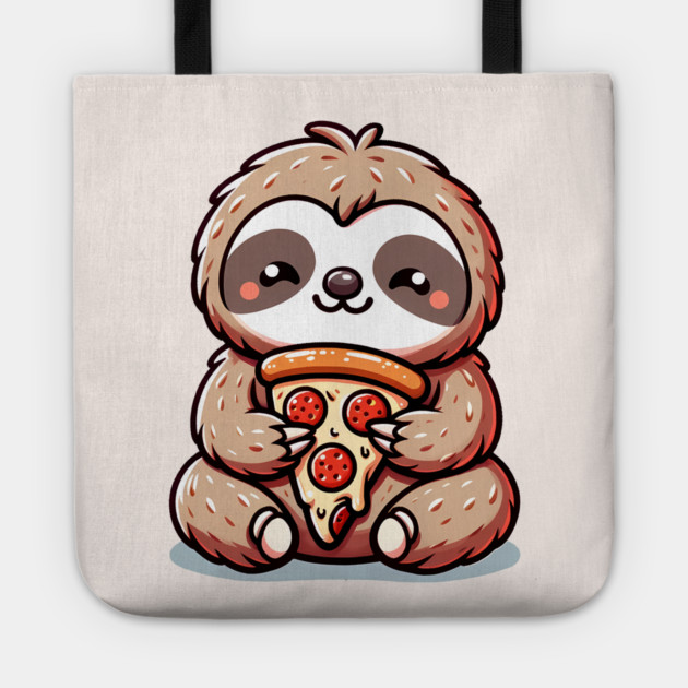 Cute Sloth with a Slice of Pizza Tote by logiamerch