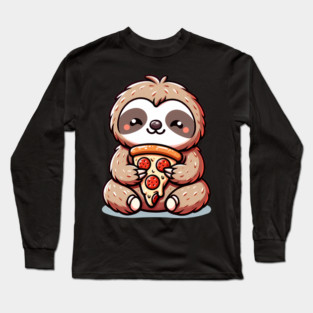 Cute Sloth with a Slice of Pizza Long Sleeve T-Shirt