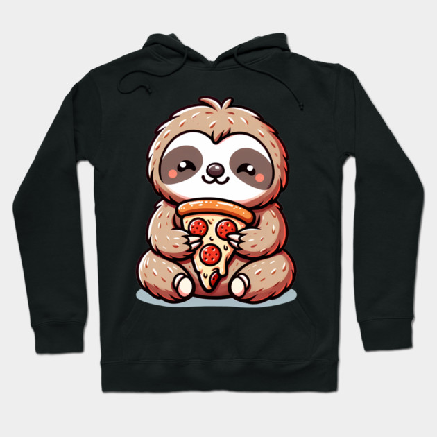 Cute Sloth with a Slice of Pizza Hoodie by logiamerch