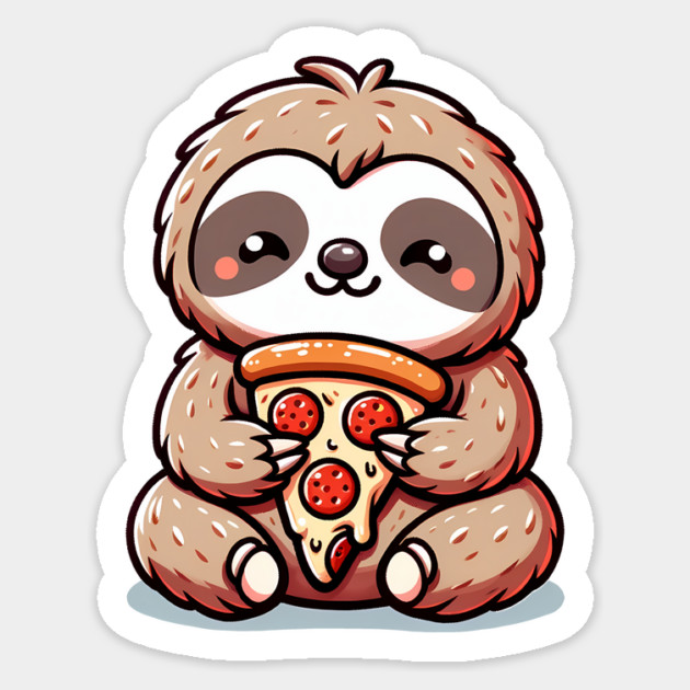 Cute Sloth with a Slice of Pizza Sticker by logiamerch