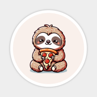 Cute Sloth with a Slice of Pizza Magnet