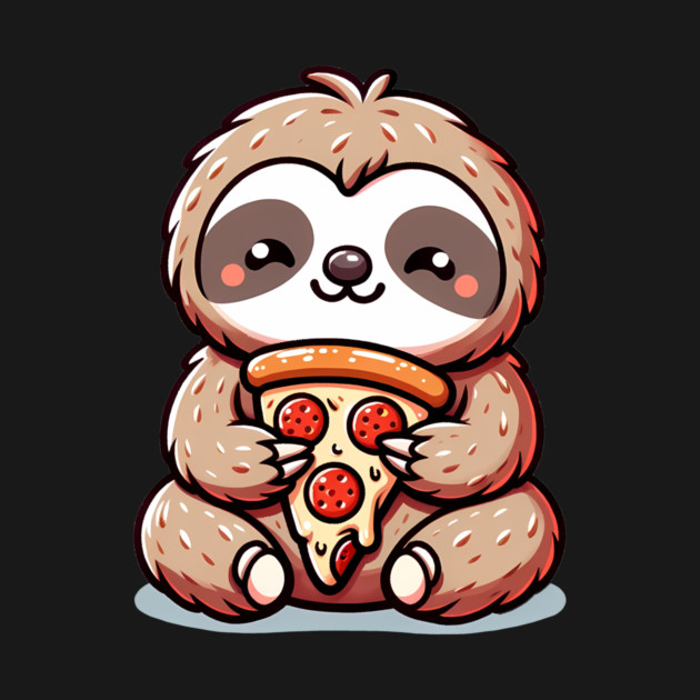 Cute Sloth with a Slice of Pizza by logiamerch