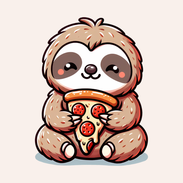Cute Sloth with a Slice of Pizza by logiamerch