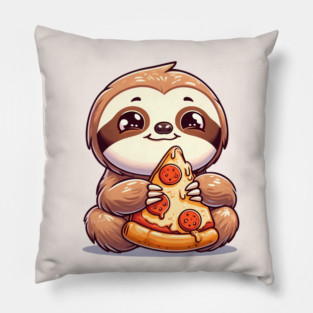 Cute Sloth with a Slice of Pizza Pillow