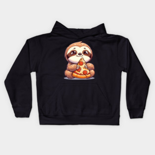 Cute Sloth with a Slice of Pizza Kids Hoodie