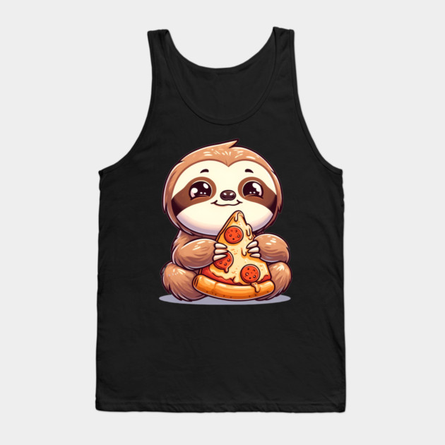 Cute Sloth with a Slice of Pizza Tank Top by logiamerch