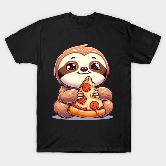 Cute Sloth with a Slice of Pizza T-Shirt by logiamerch