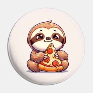 Cute Sloth with a Slice of Pizza Pin