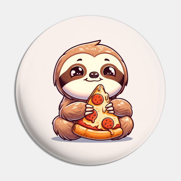 Cute Sloth with a Slice of Pizza Pin by logiamerch