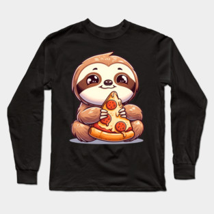 Cute Sloth with a Slice of Pizza Long Sleeve T-Shirt
