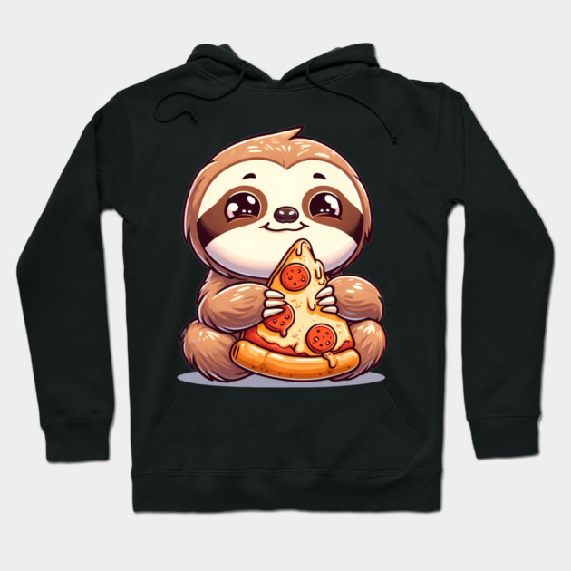 Cute Sloth with a Slice of Pizza Hoodie by logiamerch