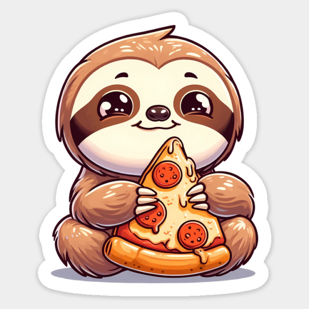 Cute Sloth with a Slice of Pizza Sticker by logiamerch