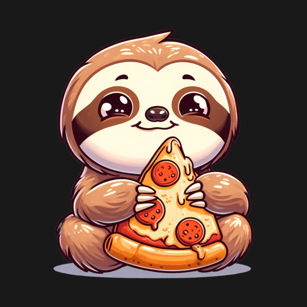 Cute Sloth with a Slice of Pizza by logiamerch
