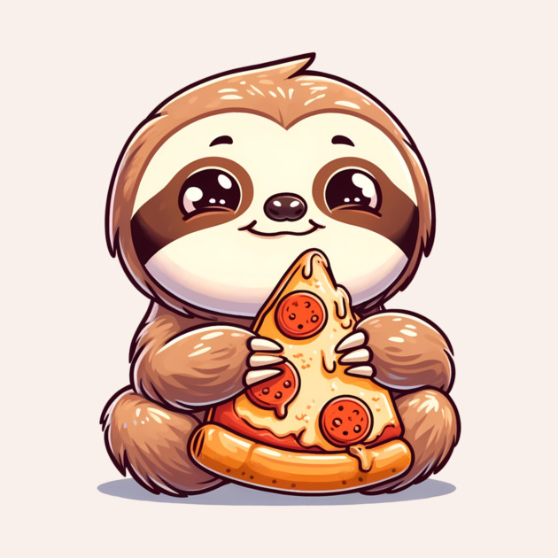 Cute Sloth with a Slice of Pizza by logiamerch