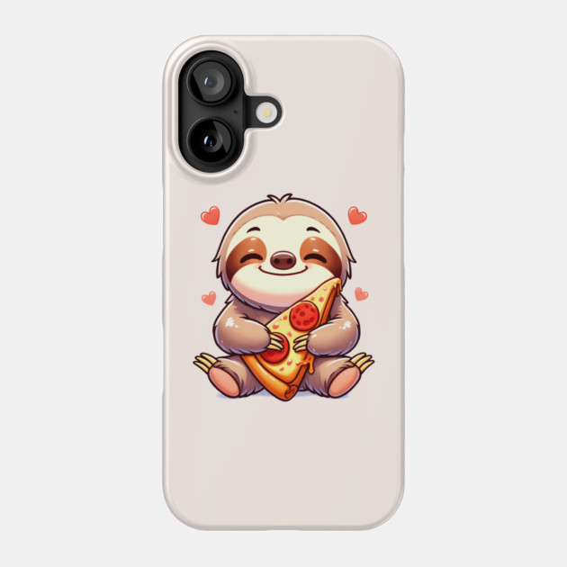 Cute Sloth with a Slice of Pizza Phone Case by logiamerch