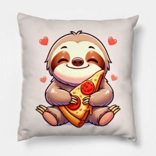 Cute Sloth with a Slice of Pizza Pillow