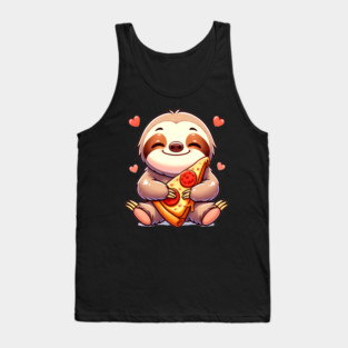 Cute Sloth with a Slice of Pizza Tank Top