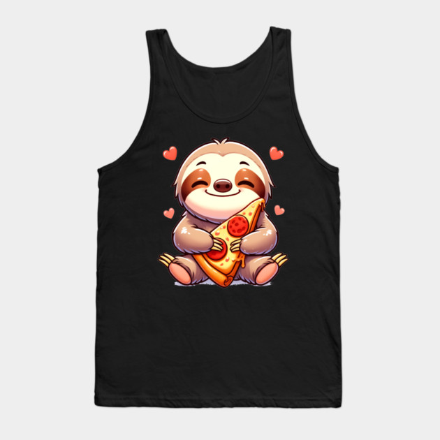 Cute Sloth with a Slice of Pizza Tank Top by logiamerch