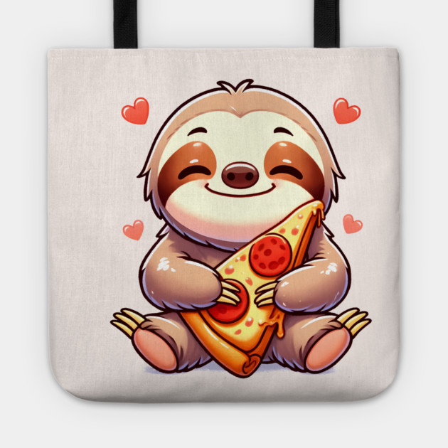 Cute Sloth with a Slice of Pizza Tote by logiamerch