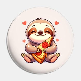 Cute Sloth with a Slice of Pizza Pin